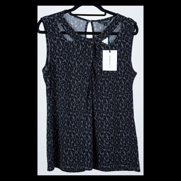 41 Hawthorn Womens Black/Gray Animal Print Cutout Sleeveless Top XL NWT - Picture 1 of 2